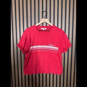 Xirena T Shirt Small Womens Red California Roll Tab Short Sleeve Top